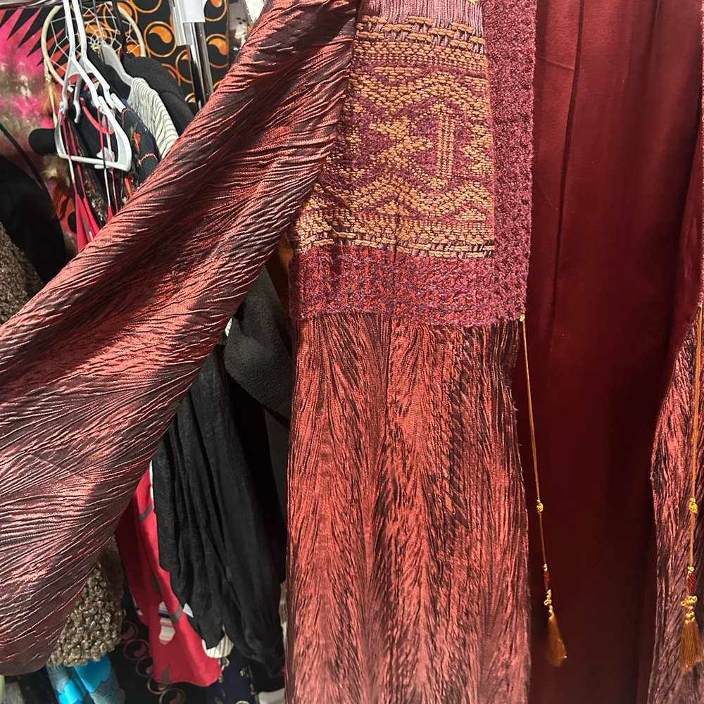 Zonda Nellis silk wool blend wearable art duster cardigan 100% silk lining - Picture 7 of 16
